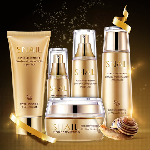 Bioaqua Gold Snail Essence Face Skin Care Set Moisturizing Whitening Facial Cream Toner