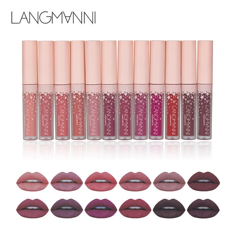 12pcs Matte Lipstick Set Waterproof Long-lasting Velvet Lipstick Set