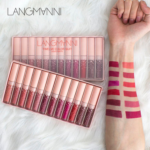 Matte Waterproof Long Lasting Lipstick Set Lip Gloss Velvet 12 PCS/lot