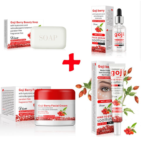 Original Goji Facial Cleanser Soap+Face Anti-age Cream +Anti wrinkle Eye Cream Skin Care