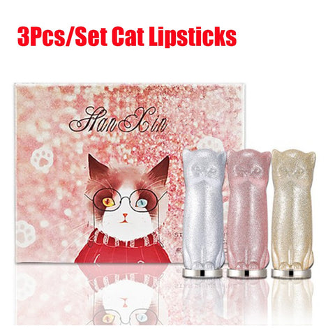 3 Pcs/set Cute Cat Shaped Matte Long Lasting Lipstick Waterproof