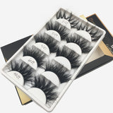 5 Pairs Mix Fluffy 25mm Mink Eyelashes Dramatic Long Natural Handmade 3D Eyelashes