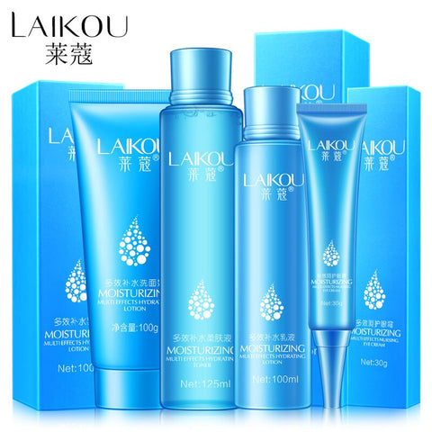 4pcs Hyaluronic Acid Moisturizing Skin Care Set Face Cleanser+Toner+Emulsion+Eye cream