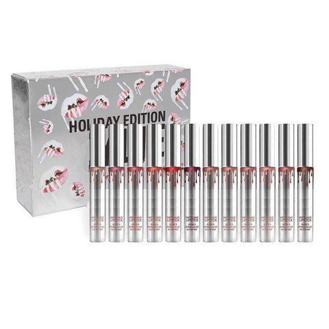 12 Days of Christmas Lipstick Vault Holiday Lipstick 12 pcs Set Matte Liquid Lip gloss